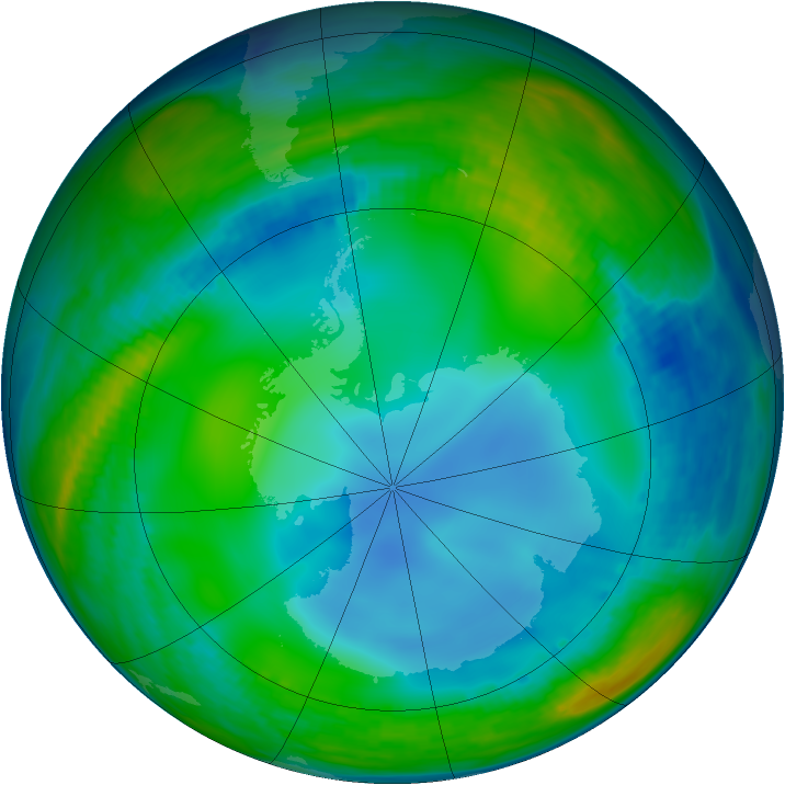 Antarctic ozone map for 27 June 1985
